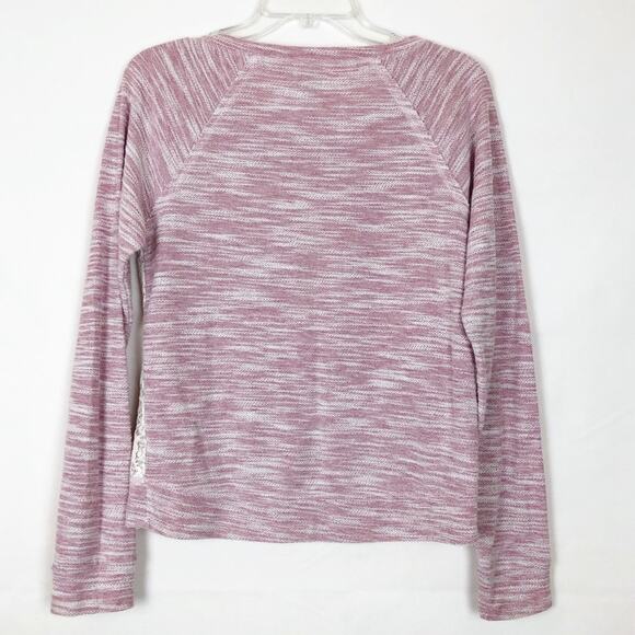 Arizona Space Dye Pink & Cream Pullover Lace Sweater Size Small - Picture 2 of 3